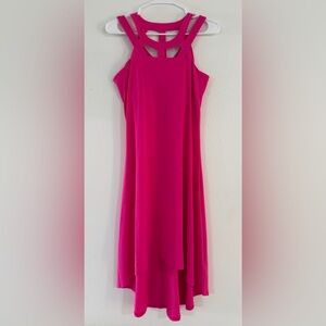 Cupio Women's-Size S-Hot Pink Halter Dress-NWT-Flowy High Low-Maxi/Midi